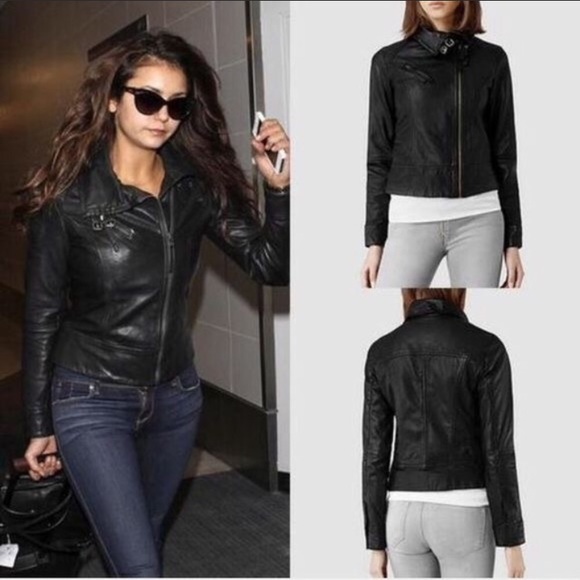 All Saints Jackets & Blazers - All Saints Black Leather Belvedere Moto Jacket